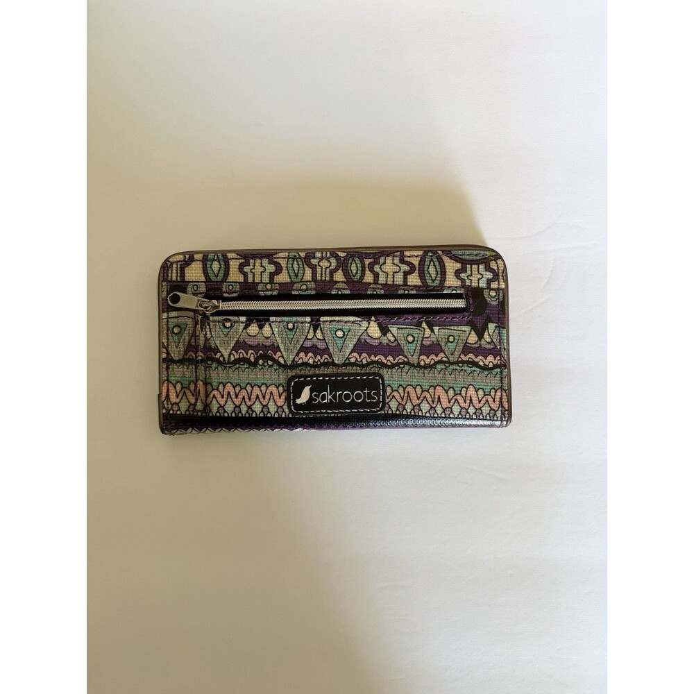 Sakroots Artist Circle Elephant Embroidered Zip Around Wallet Boho